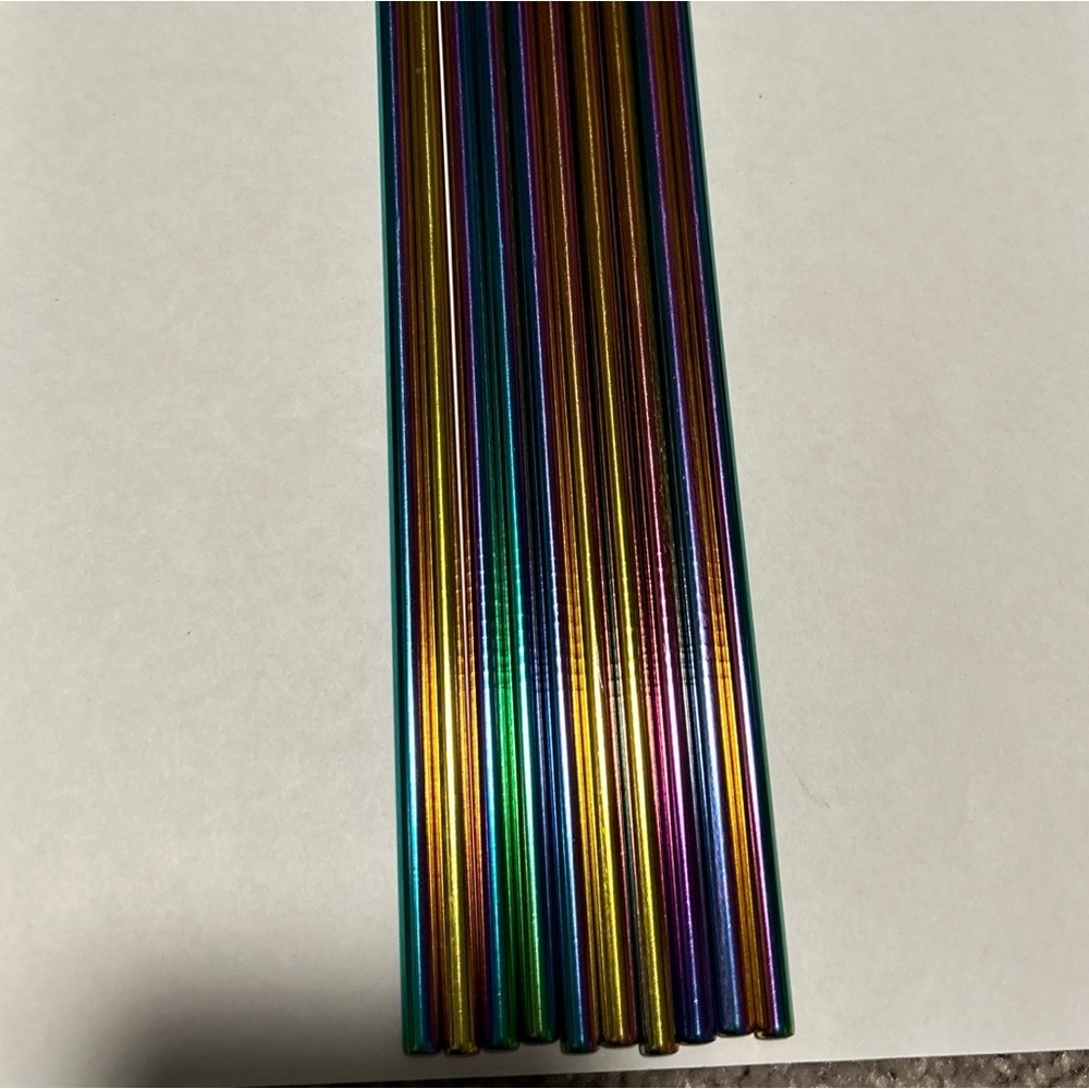 Metal Straws Stainless Steel 10.5” All Straight Color Changing Set Of 10